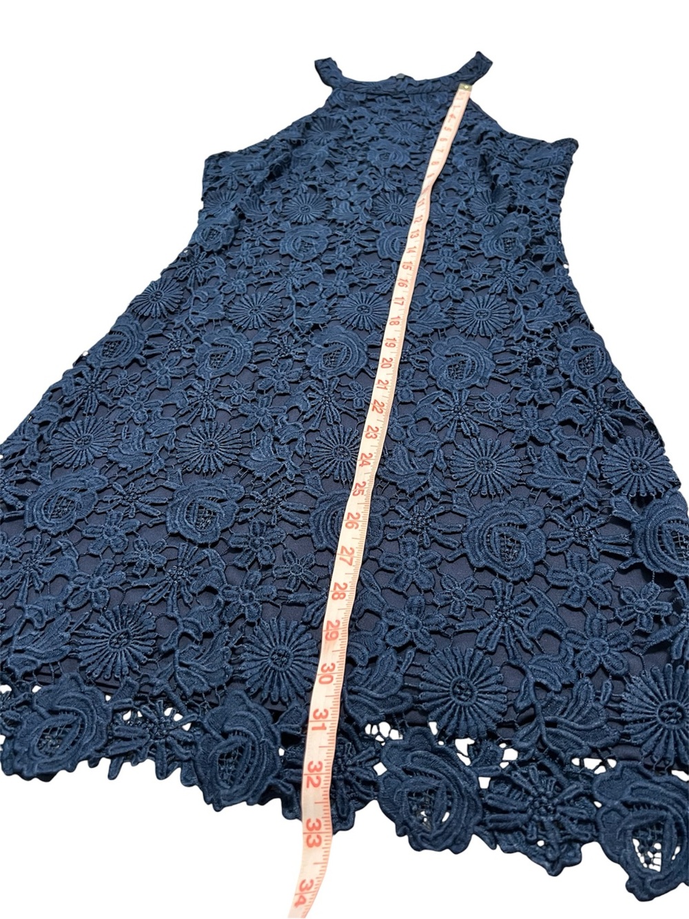 LULUS LOVE POEM NAVY BLUE LACE MINI DRESS size SMALL LIKE NEW lined back zip - Picture 10 of 11